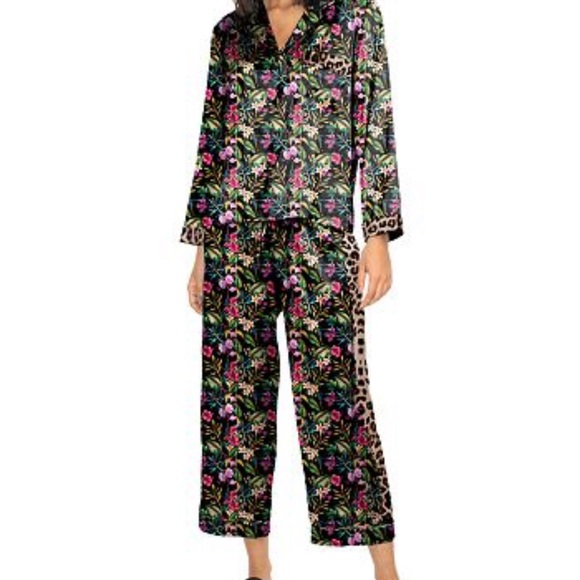 🆕NWT Generation Love Odessa Bold Floral Leopard Satin Pajama Set - Picture 2 of 13